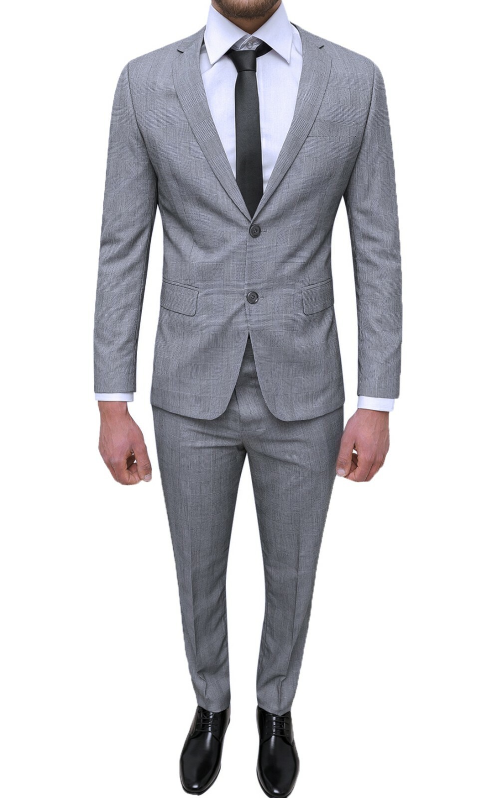 ABITO COMPLETO UOMO SARTORIALE GRIGIO SLIM FIT ELEGANTE PRINCIPE DI GALLES